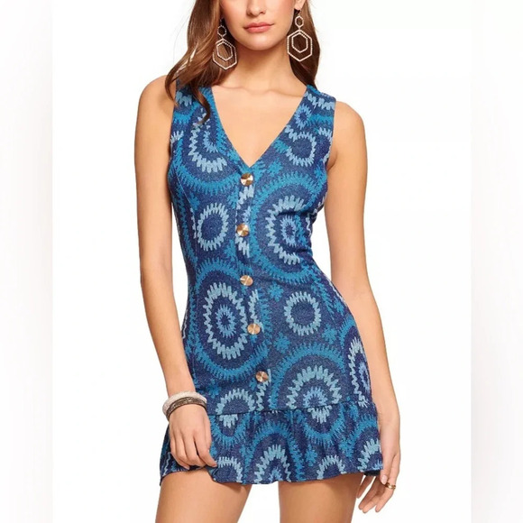 New! Ramy Brook Kathleen blue button front Dress nwot 33745